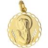 Minoplata Medaglia vergine bambina con spina di pesce in argento sterling 925 placcato oro, motivo traforato, 20 mm, prima comunione