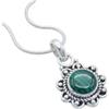 mantraroma Collana da donna in argento sterling 925 con ciondolo in pietra preziosa verde malachite e catena in vero argento
