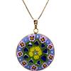 LE GEMME DI VENEZIA Collana Donna Con Pendente Murrina Milefiori Venezia In Vetro Originale Di Murano E Argento 925 Colore Oro Diametro 26N OR (COLORE 16)
