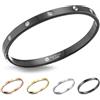 inSCINTILLE Bangle Bracciale Rigido Donna Uomo in Acciaio Inossidabile, Confezione Regalo Donna Uomo Inclusa, Braccialetti Bangles a Cerchio (Nero Punti Luce, Altezza 6mm - Circonferenza 21cm)
