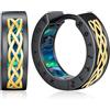 Odinstone Orecchini Uomo Cerchio Orecchino Vichinghi Uomo Nero Oro Viking Rune Orecchini Celtico Gioielli Nordici per Donna Ipoallergenico Orecchino