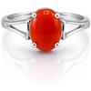 gioiellitaly Anello argento 925 rodiato con corallo rosso naturale modello solitario regolabile - Artigianale gioiello donna ragazza