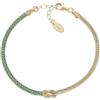 Amen Bracciale da Donna Collezione Nodo d'Amore. Gioiello Realizzato in Argento 925 di Colore Oro e zirconi Verdi. Lunghezza: 16 + 3 cm. La referenza è BRNOAMGVEZ16