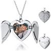 OTXIXTO Personalizzata Foto Argento Ali D'Angelo Cuore Medaglione Collana per Donna Collana con Medaglione Memoriale con Immagine/Testo Interno Memoriale Sunshine Gioielli Regalo per Donna (Stile C)