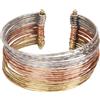 Touchstone NUOVO Indian Bollywood Fashion Multi Strato Fili Pelati a Mano Drammatici Gioielli di Design Slip In Bracciale Facile da Indossare in Oro Argento Rame Triplo Tono per Donna.