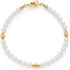 Jewels BY Leonardo Bracciale Clip & Mix Christa, Bracciale in Acciaio Inox Dorato, Perle imitazioni Bianche con Elementi Dorati, Lunghezza 19,5 cm, Regalo per Donne, 025568