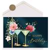Joli Coon Biglietto auguri compleanno, ELEGANT Martini Glasses, ELEGANT | Carta perlata 300g, effetto scintillante, doratura, busta Fine-Art, sigillo in ceralacca autoadesivo