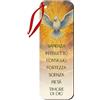 F.LLI BONELLA Fratelli Bonella | Segnalibro Religioso raffigurante la simbologia di Cresima, usato anche come Chiudi Pacco con cordino rosso, formato 6x15 cm | Made in Italy