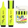 Pryma Evidenziatore Giallo 1-4 mm - Confezione da 4 Pezzi - Punta a Scalpello e Tappo con Clip - Inchiostro Fluorescente per Scuola e Ufficio