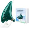 Ohuhu Zelda Ocarina Strumento con cordino da collo e libro canzoni, 12 Foro Ocarinas di Ceramica Alto C leggenda di Zelda Ocarina Flute Strumento, espositore a mano e custodia protettiva nera Verde