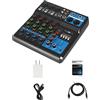 Umisu - Console di mixaggio a 5 canali, console di mixaggio audio USB 48 V Phantom power, console di missaggio per microfono per computer, mixer audio per studio dal vivo e palcoscenico