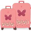 Disney Enso Beautiful Natura Set di valigie rosa 55/70 cm Rigida ABS Chiusura TSA 116L 7,54 kg 4 ruote doppie bagaglio a mano, Rosa, Set di valigie