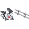 Sunny Health & Fitness Advanced Twist Stepper Machine w/Resistance Bands, Portable Mini + 35.5 cm Threaded Chrome Dumbbell Bar