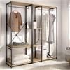 Dmora Guardaroba Grande Marmagna 40x167h cm Marrone Rovere 3 Ripiani Appendiabiti, Armadio Camera da Letto Cassetti