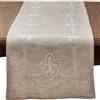 SARO LIFESTYLE 1681.N1672B Collection - Runner da tavola ricamato, 90% poliestere, 10% lino, naturale