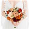 Rinlong Bouquet da sposa rustico arancione bruciato per sposa damigella d'onore bouquet da sposa proposta ballo fiori artificiali bouquet matrimonio