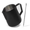 Joeji's Kitchen Bricco Latte 600 ml - Acciao Inox - Lattiera schiuma con penna Latte Art - Bricco latte professionale per caffè cioccolata espresso e altro - Nero