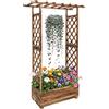 Relaxdays Fioriera con Traliccio per Rampicanti e Tettoia, HLP: 183x110x44 cm, Portafiori da Balcone e Giardino, Legno