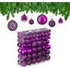 Relaxdays Set da 150 Palline di Natale, Addobbi Natalizi, Opache, Lucide, Glitterate, ∅ 3,4 e 6 cm, Decorazioni, Viola