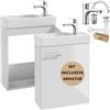 Deftrans Mobile da bagno con lavabo bianco - 50 x 70 x 21,3 cm, set pensile mobili moderni da bagno, rubinetti lavabo, armadietto stretto