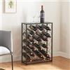 [en.casa] Scaffale Portabottiglie di Vino Cantinetta con Piano di Appoggio e Rete Romboidale per 25 Bottiglie Bancone Bottigliera in Acciaio 71,5 x 53 x 20 cm Nero