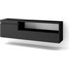Skraut Home | Mobile TV Soggiorno | Ampio spazio a disposizione | 150x45x35cm | Per TV fino a 65 | Sospeso, da appendere | Stile moderno | Nero