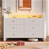 NADEUSAK Credenza con 6 cassetti, design ondulato, moderno per soggiorno e camera da letto (bianco1, 80 x 120 cm)