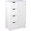 WOHNLING Design Mobiletto da Bagno Stile Rustico in Legno MDF 56 x 83 x 30 cm Bianco, Armadietto Bagno Piccolo 4 cassetti & 1 Anta, Mobile ausiliario Multiuso