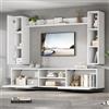 ZKLOEP Wohnwand - Set completo di 4 vetrine per TV, 180 x 35 x 33,5 cm, con tavolo TV, mensola da pavimento e 2 ripiani da parete, set di mobili da salotto, mobili da TV da terra e