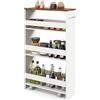 GIANTEX Carrello da Cucina con Ruote, 4 Livelli, Carrello Cucina Salvaspazio di Servizio Stretto, da Bagno, Scaffale da Cucina Sottile 47,5 x 20 x 80,5 cm (Industriale+Bianco, Largo 20 cm)