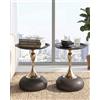 Xinyvee Set di 2 Tavolino da Salotto Nero e Oro, Side Table Rotondo in Metallo, Elegante Tavolinetto da Divano Moderno, Piccoli Tavolini di Design, Montaggio Senza Attrezzi, 40x H53cm