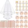 TZEKING Spilla Addio al Nubilato,37 Pezzi Addio al Nubilato Decorazione,1pc Bride to be +11pc Team Bride Spille,Cerchietto Tiara e Velo Matrimonio,Spilla, Tatuaggi,Spille Team Bride Accessori Addio