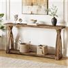 TRIBEWOOD Tavolo Console 160 cm, Tavolo Ingresso Stretta in Legno Massello a 2 Livelli, Stile Country con Spazio di Archiviazione per Corridoio, Soggiorno (marrone rustico)