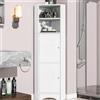 KOMHTOM Mobiletto bagno salvaspazio stretto con 2 ante e 2 ripiani aperti Mobiletto angolare bagno, credenza cucina alta Mobiletto multiuso con ripiani per soggiorno camera da letto bagno (Bianco)