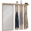 CDF Appendiabiti a Parete con Specchio e Mensola Pannello Guardaroba Moderno con 6 Ganci per Ingresso e Corridoio Organizzazione Casa Salvaspazio 85 x 15 x 82 cm - Rovere Sonoma