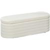 HOMCOM Panca Camera da Letto Imbottita, Panca Contenitore in Tessuto Teddy con Gambe in Legno di Eucalipto per Ingresso, Corridoio e Soggiorno, 116x41x40.5cm, Bianco Crema