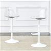Lexiou Set di 2 sgabelli da bar regolabili in altezza, schienale trasparente + gambe in metallo, altezza regolabile da 82 a 104 cm, seduta girevole a 360° (bianco)