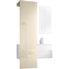 Vladon Carlton Hallway Set 2, Set per Il corridoio con 1 Pannello Appendiabiti, 1 cassettiera e 1 Specchio a Parete, Bianco Opaco/Beige Lucido (105 x 193 x 35 cm)