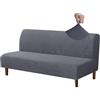 WWQQKJ Copridivano Clic Clac estensibile a 3 posti, fodera per divano senza braccio, elastica, in spandex, protezione per divano letto universale(Jacquard#grigio)