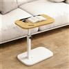 YushengTai Tavolino girevole a 360°, divano sollevabile e pieghevole, regolabile in altezza, 45 - 80 cm, comodino, tavolino da salotto, tavolino piccolo in stile retrò (colore legno + scaffale bianco)