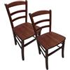 MA MAISON Set Sedie in Legno Naturale Seduta Ampia e Compatta, Schienale Alto 45x40x87h cm - Struttura Robusta, Ristorazione, Soggiorno, Classica, Rustica, Cucina - da Tavola (Noce | Set da 2PZ)