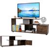 KOMFOTTEU Mobile TV per TV fino a 55 pollici, Panca TV a 3 livelli con armadio a porta, tavolo TV con gambe regolabili, 152 x 38 x 58,5 cm, per soggiorno camera da letto e ufficio (industriale)