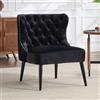 chairus Poltrona Imbottita in Velluto Poltrona da Salotto Moderna Design Poltroncina con Gambe in Legno Poltroncina Comoda per Camera da Letto/Soggiorno/Lettura, Nero