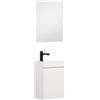 Kometmöbel Mobile Bagno Sospeso 40cm con Lavabo in Resina - Mobiletto Salvaspazio per Bagno di Servizio - Già Assemblato (Bianco Lucido, Con Specchio)