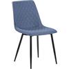 CLP Sedia Pranzo Moderna Imbottita Telde In Tessuto I Sedia Da Pranzo Trapunta Con Telaio In Metallo I Sedia Tavolo Design, Colore:blu
