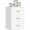 HOMCOM Comodino Camera da Letto con 3 Cassetti in Legno 40x35x60 cm Bianco | Comodino Stile Moderno, Tavolini per Divano, Soggiorno, Salotto e Camera