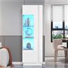 Lexiou vetrina con anta in acrilico, vetrina lucida, mobile contenitore con illuminazione a LED, 3 ripiani in vetro, mobile alto, mobile contenitore, armadio alto, da divano,60 * 40 * 180 cm