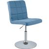 CLP Sedia da pranzo Ricky regolabile in altezza, girevole 360°, rivestita in tessuto, base tromba, struttura in metallo cromato, Colore:blu