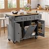 Azkoeesy Isola de cucina su ruote e piano di lavoro Pieghevole, carrello de cucina con 3 cassetti, portaspezie sulla porta, pattumiere, per cucina e sala da pranzo (112 x 92,7 x 46.2-76.2 cm)