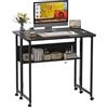homewell Tavolo pieghevole per computer con ripiani, tavolo da ufficio con ruote, scrivania, tavolino, tavolo per PC, soggiorno, studio, camera da letto (nero)